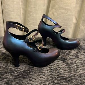 Vivienne Westwood Anglomania deep iridescent strappy mary Jane shoes - 7